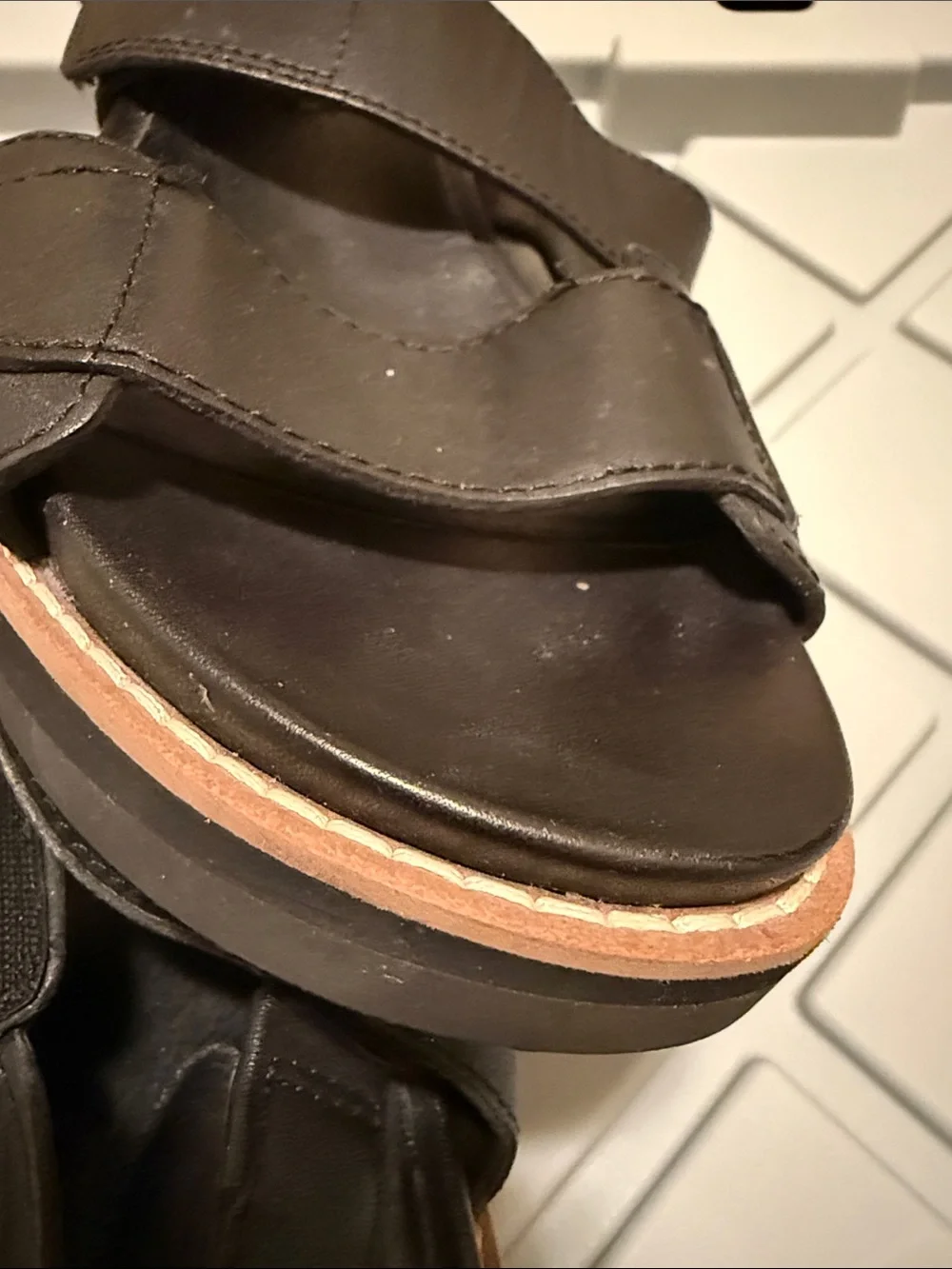 Eileen Fisher Black Leather Double-Strap Sandals